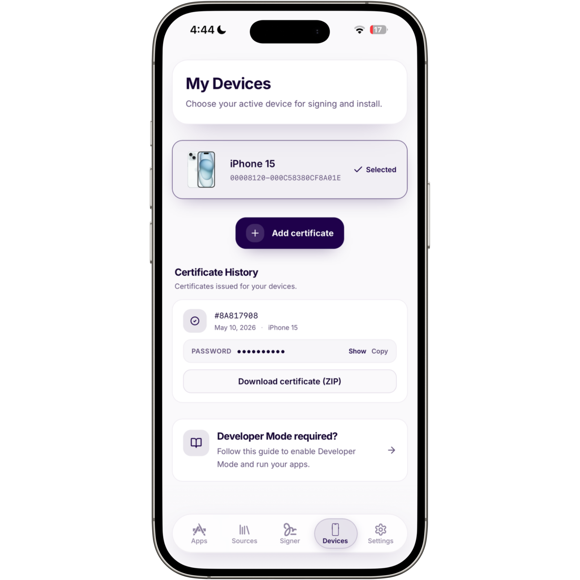 Devices and certs, in one view